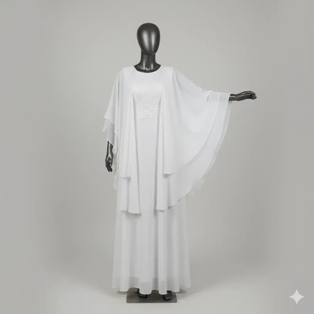 لباس عقد/مجلسی مدل کلوش با رویه شنلی  سفید|لباس|تبریز, |دیوار