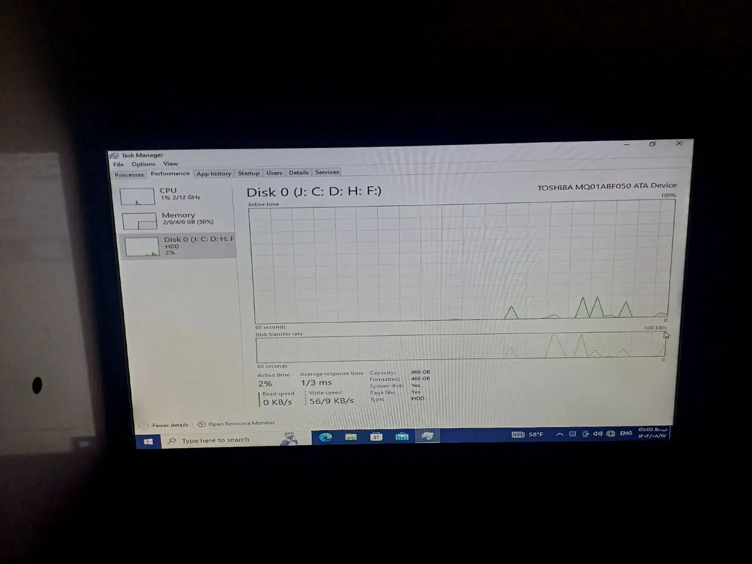 هارد توشیبا ۵۰۰ گیگ با ویندوز ۱۰|قطعات و لوازم جانبی رایانه|اردبیل, |دیوار