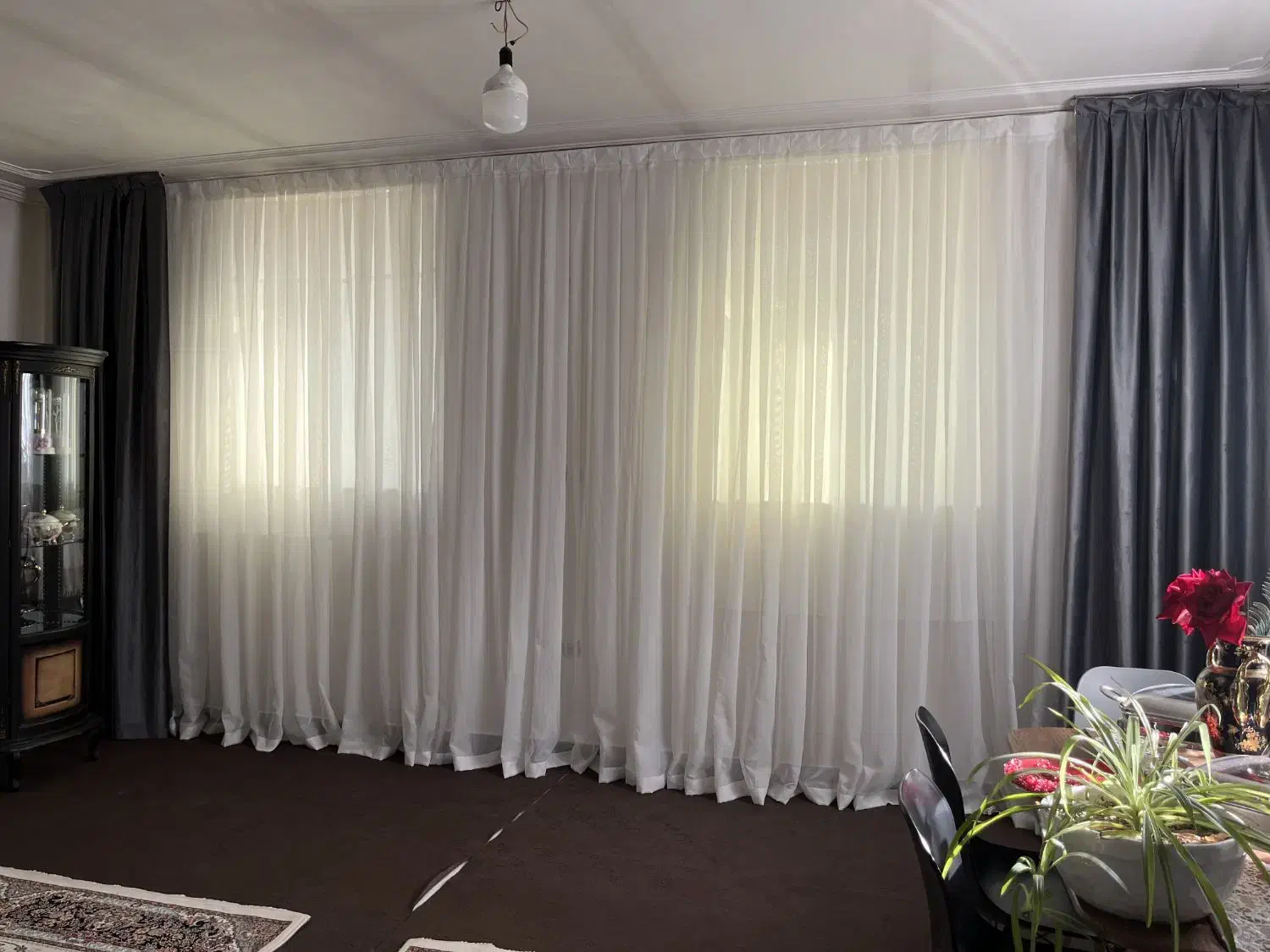 پرده حریر ساده با دوتا والن مخمر نو|پرده، رانر، رومیزی|تبریز, |دیوار