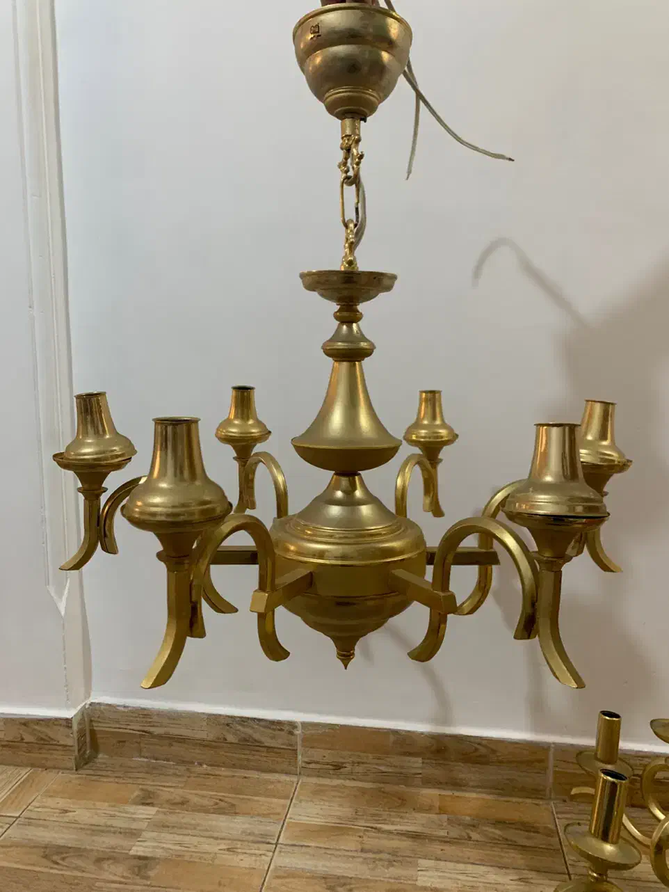 ست کامل لوستر طلایی|لوستر و چراغ آویز|رشت, معلم|دیوار