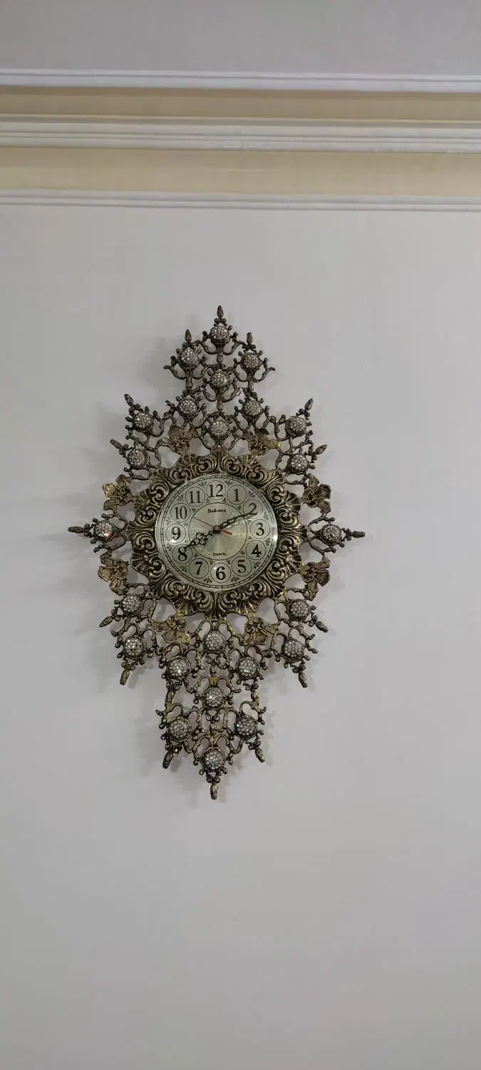 ساعت برنجی صفحه طلایی|ساعت دیواری و تزئینی|بهارستان, |دیوار