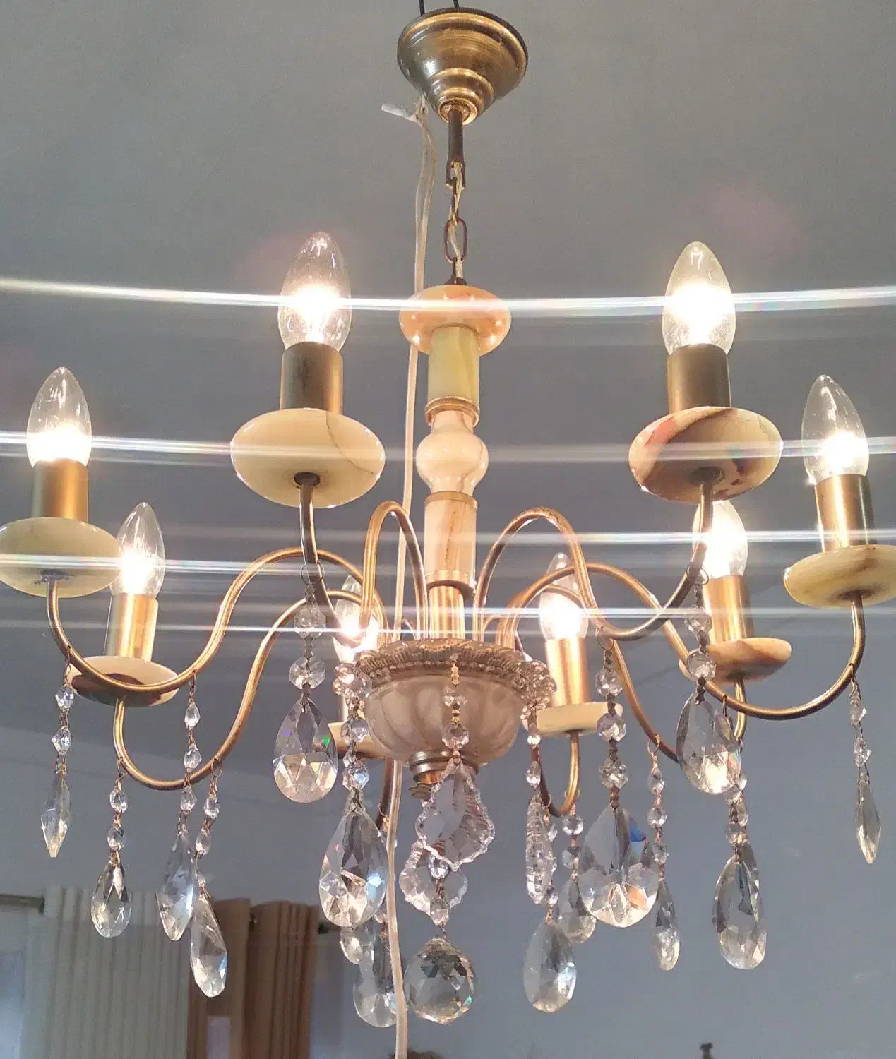 فروش لوستر برنج و سنگ|لوستر و چراغ آویز|ساری, |دیوار