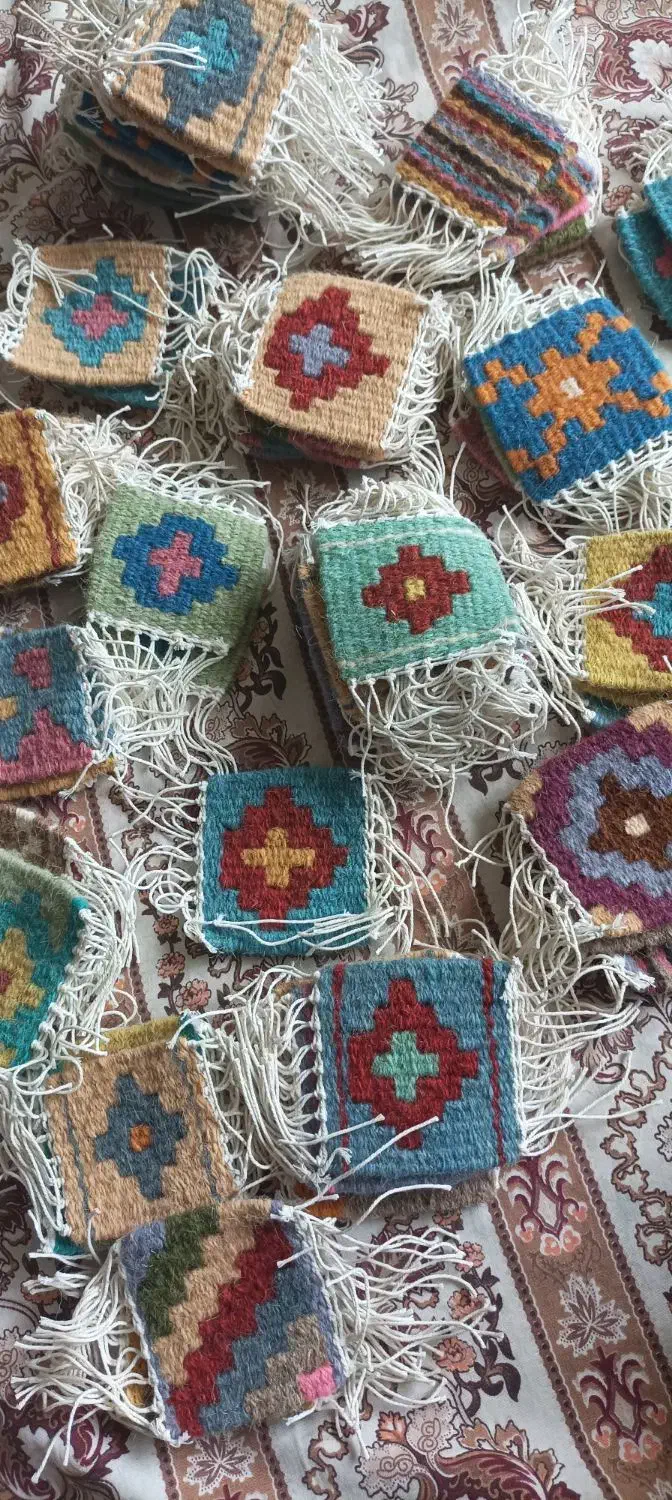 زیرلیوانی دستباف 10*10 سانت|گلیم، جاجیم، گبه|قزوین, |دیوار