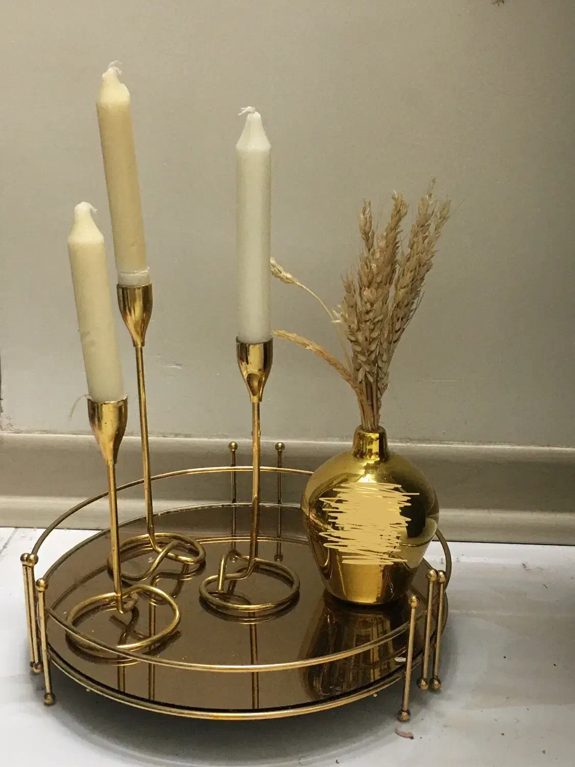 گلدان شمعدان به همراه سینی|صنایع دستی و سایر لوازم تزئینی|ری, جوانمرد قصاب|دیوار