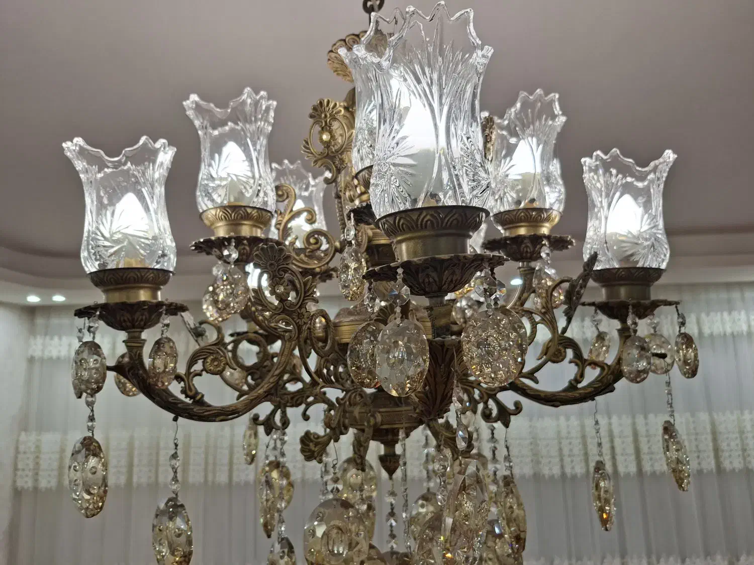 لوستر برنجی|لوستر و چراغ آویز|تبریز, |دیوار