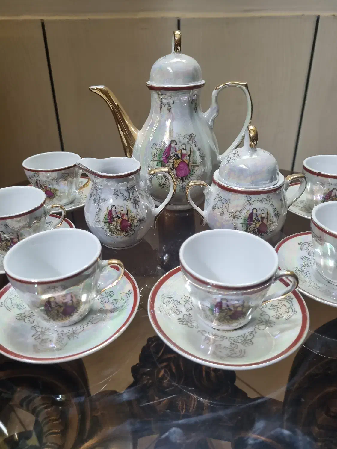 سرویس قهوه خوری مرمری هفت قدیمی|کلکسیون اشیاء عتیقه|مبارکه, |دیوار