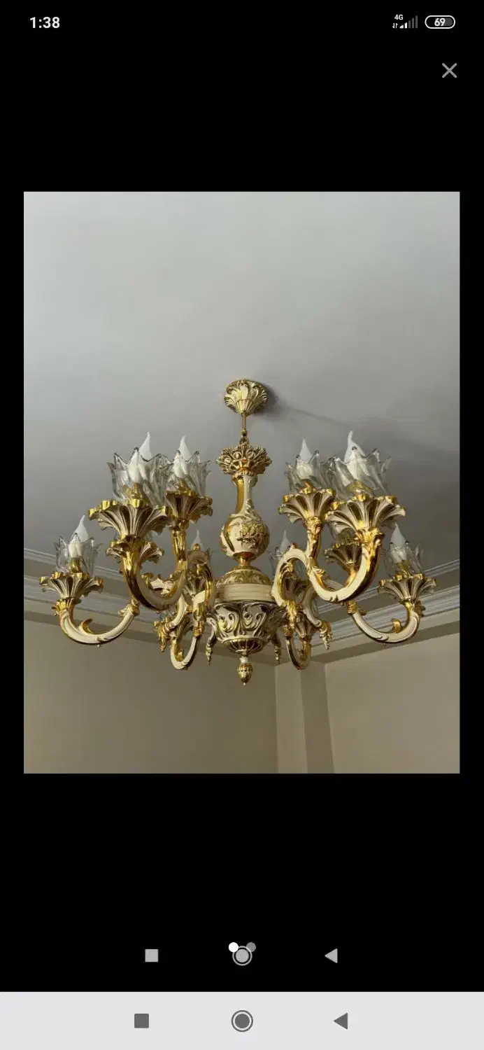 لوستر ۱۲ شاخه برنز دو عدد|لوستر و چراغ آویز|تبریز, |دیوار