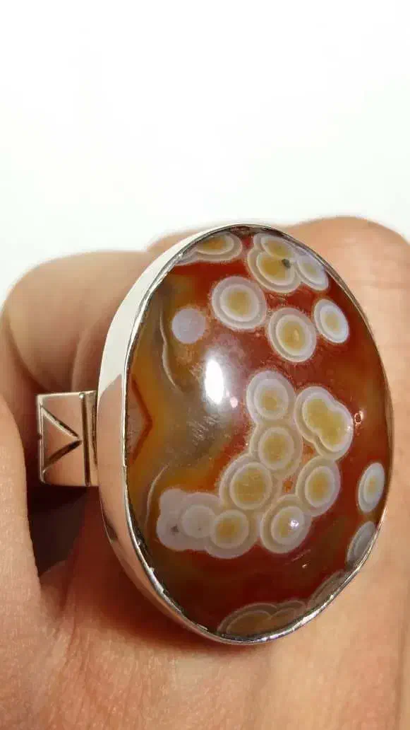 انگشتر نقره سلیمانی لامه پر چشم کهنه یمنی|جواهرات|دوگنبدان, |دیوار