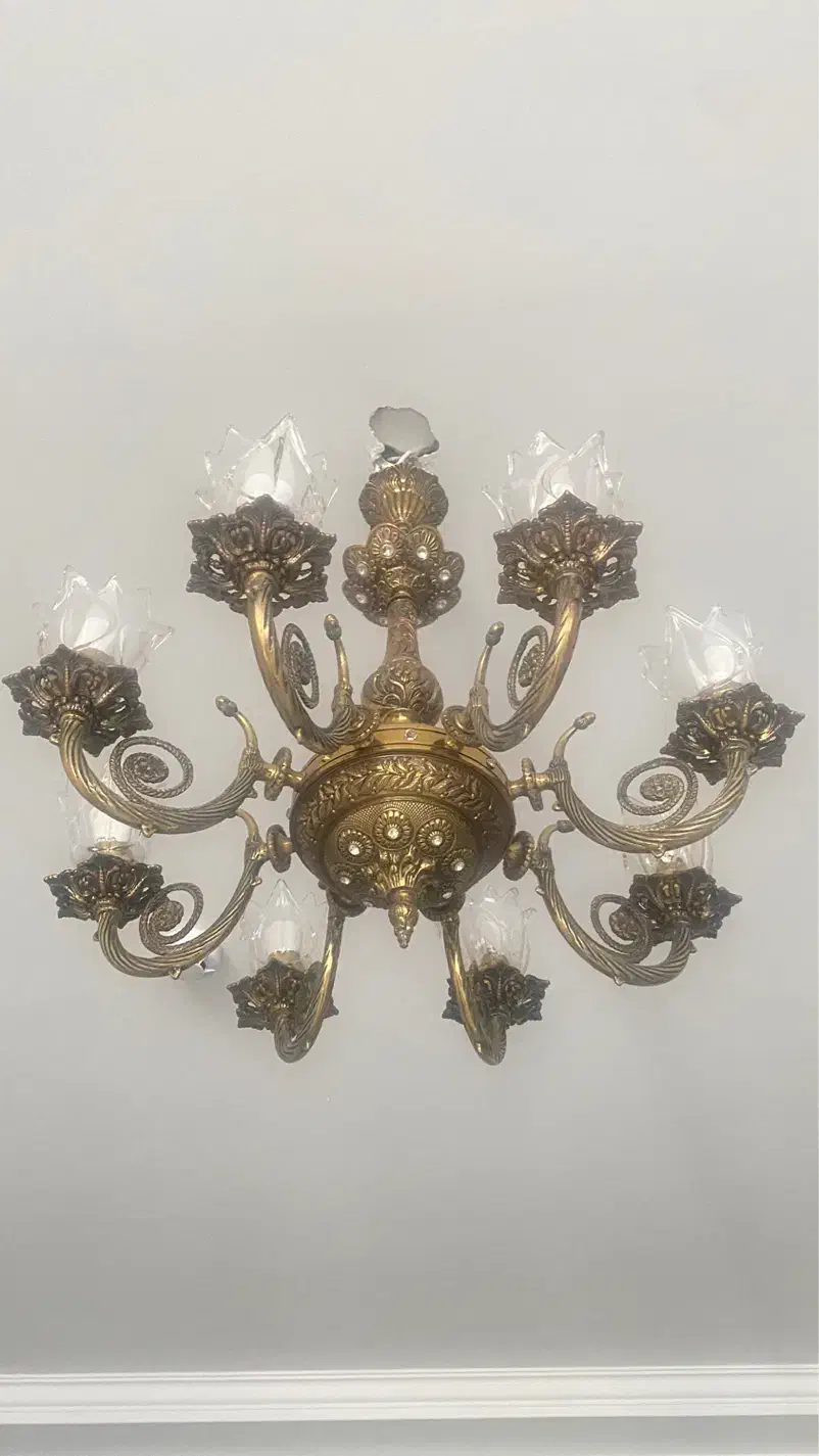 لوستر ۸ شاخه برنز|لوستر و چراغ آویز|حمیدیا, |دیوار