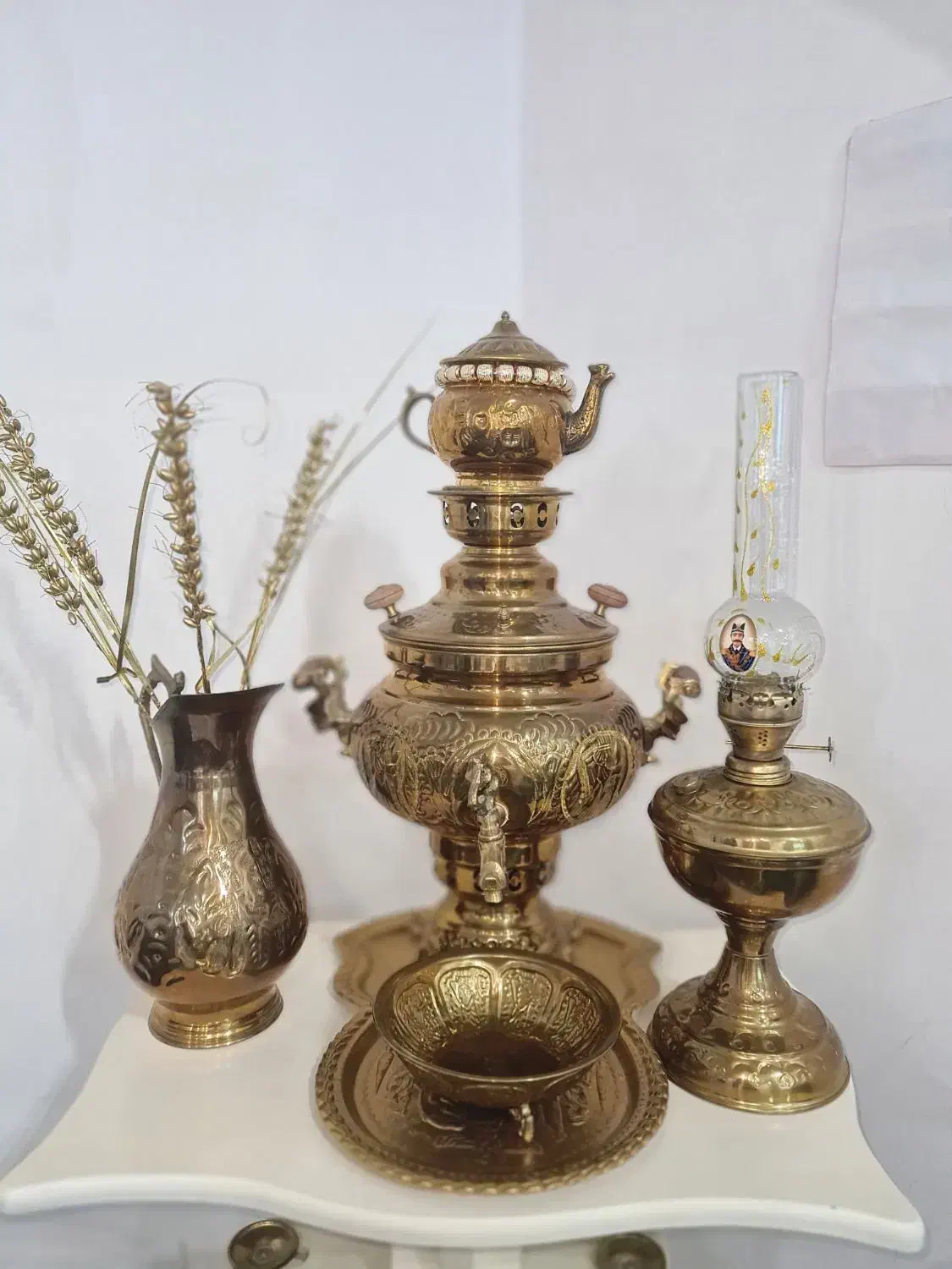 سرویس سماور برنج کامل|کلکسیون اشیاء عتیقه|دورود, |دیوار