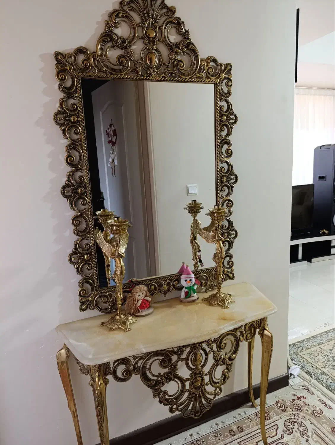 آینه کنسول و شمعدونی برنجی سیاه قلم کاسه میوه|صنایع دستی و سایر لوازم تزئینی|پاکدشت, شهرک امام رضا|دیوار