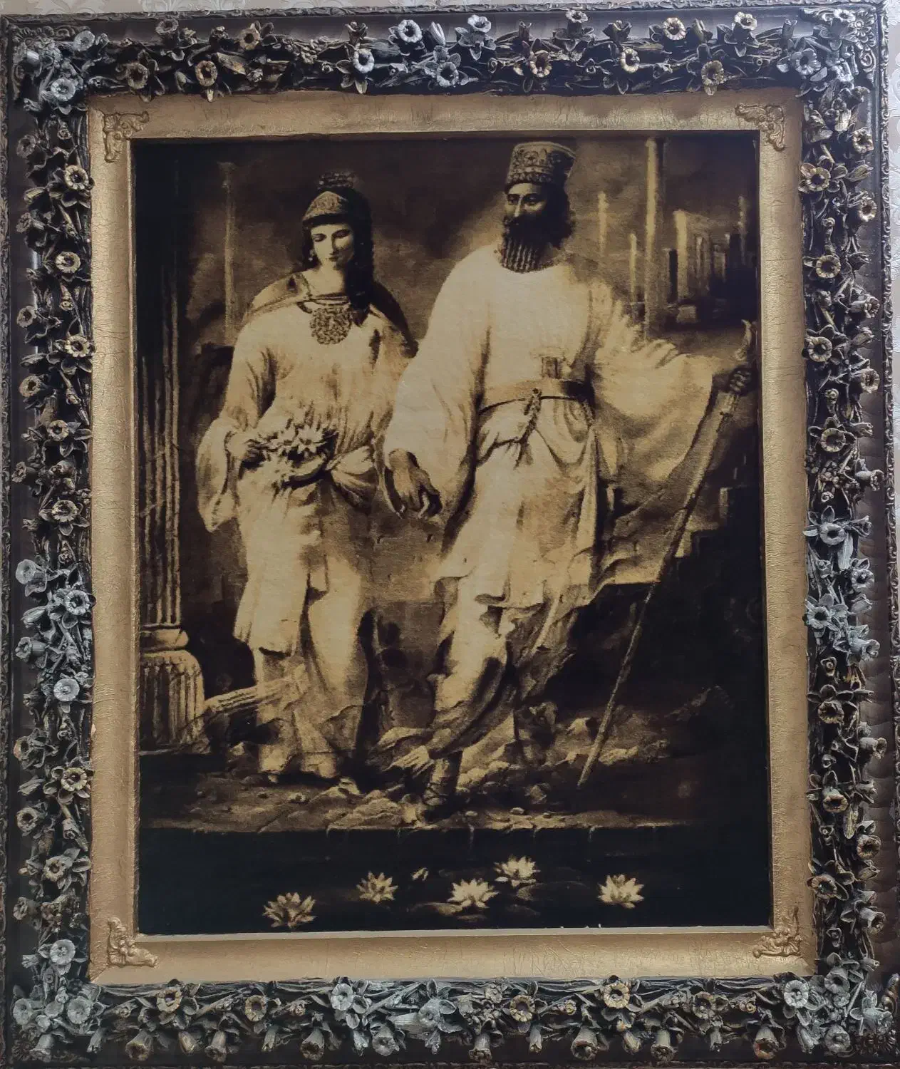 تابلو فرش دستبافت کوروش و ماندانا|تابلو فرش|خرم‌آباد, |دیوار