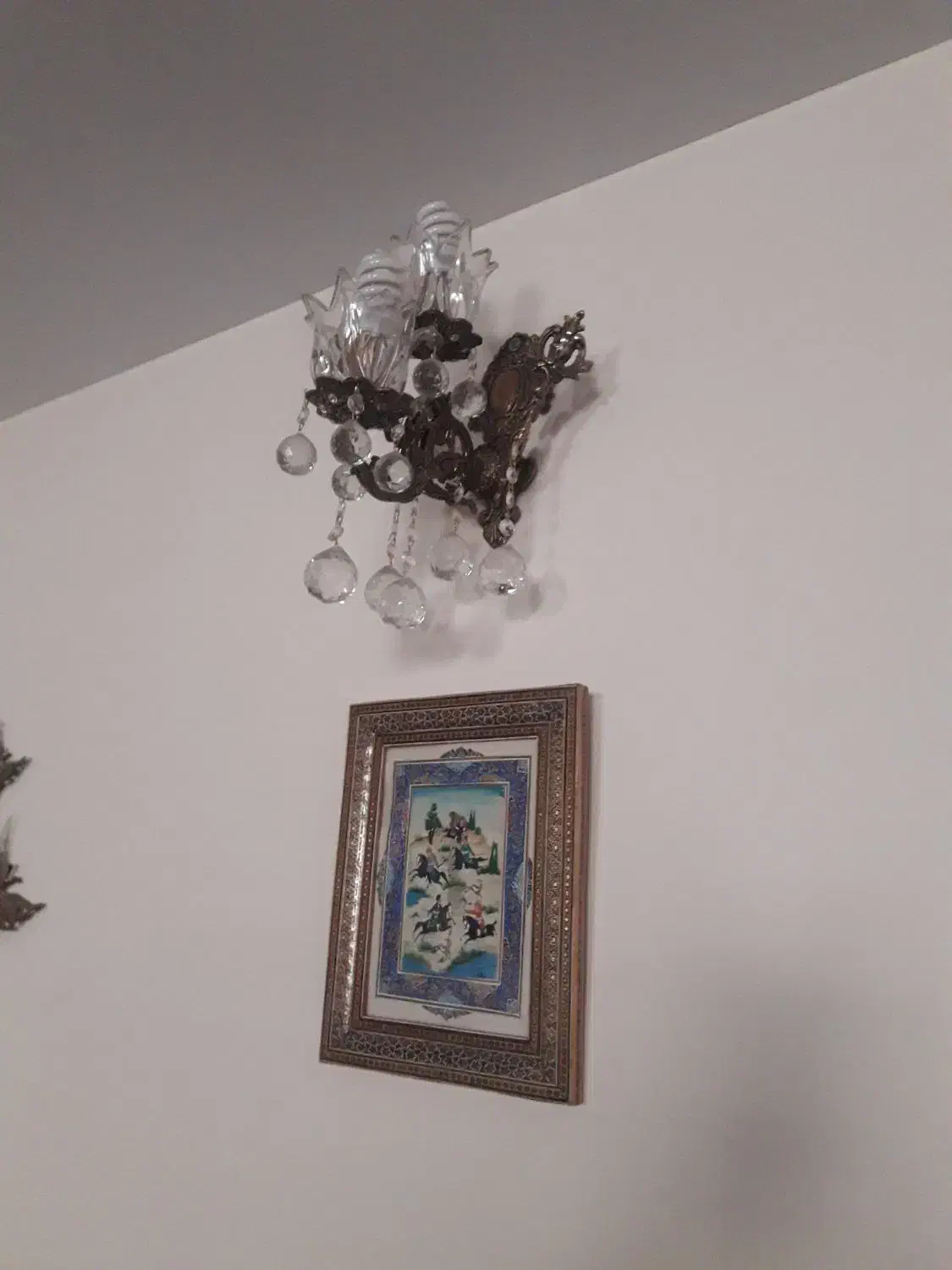 دوعدد لوستر ویک دیوارکوب درکهریزک|لوستر و چراغ آویز|کهریزک, |دیوار