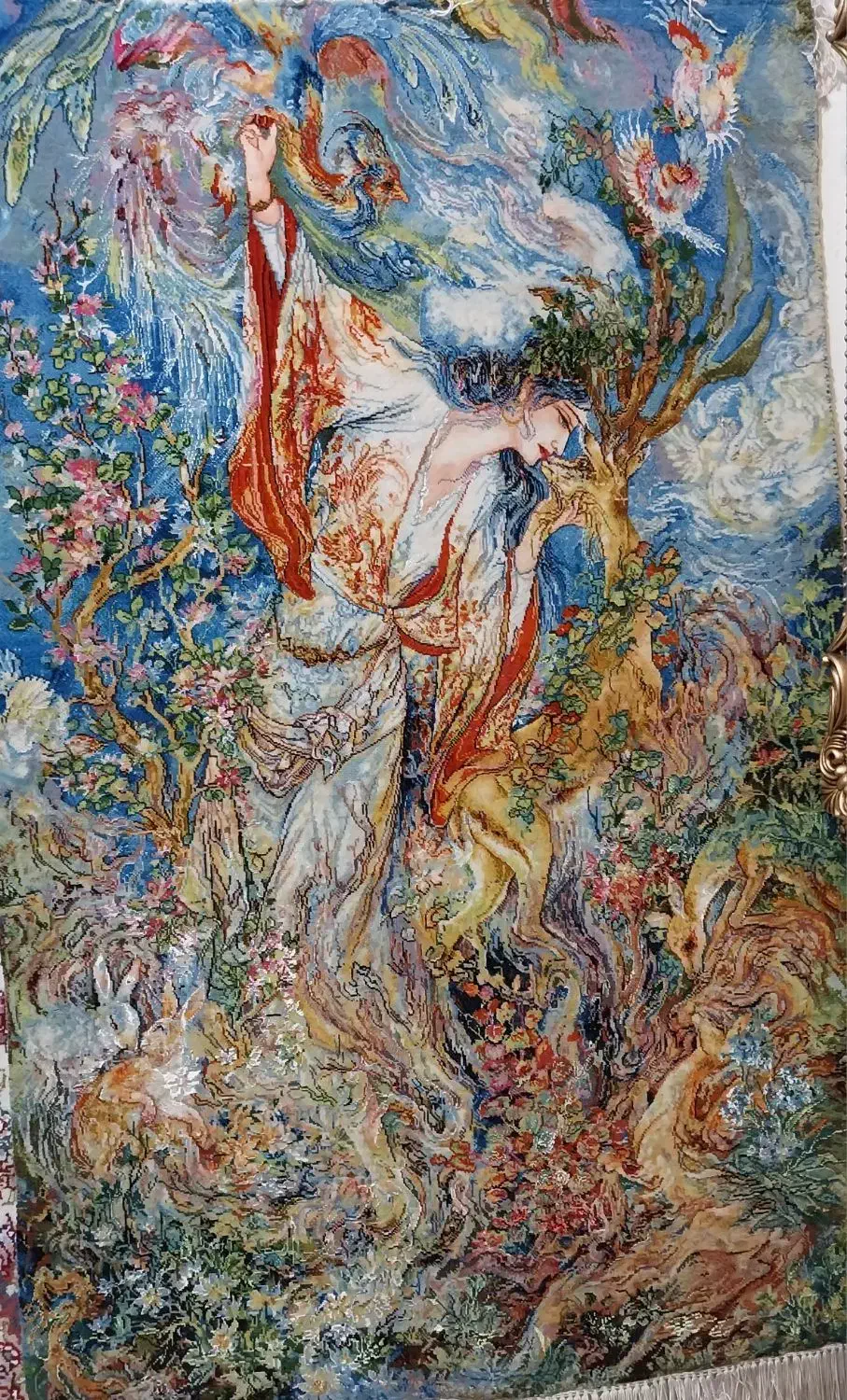 تابلوفرش دستباف چله ابریشم ومتن پشم ابریشم|تابلو فرش|تبریز, |دیوار