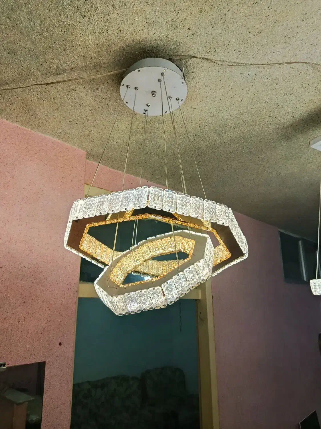 لوستر مربع چهارتایی گوشه خم|لوستر و چراغ آویز|تبریز, |دیوار