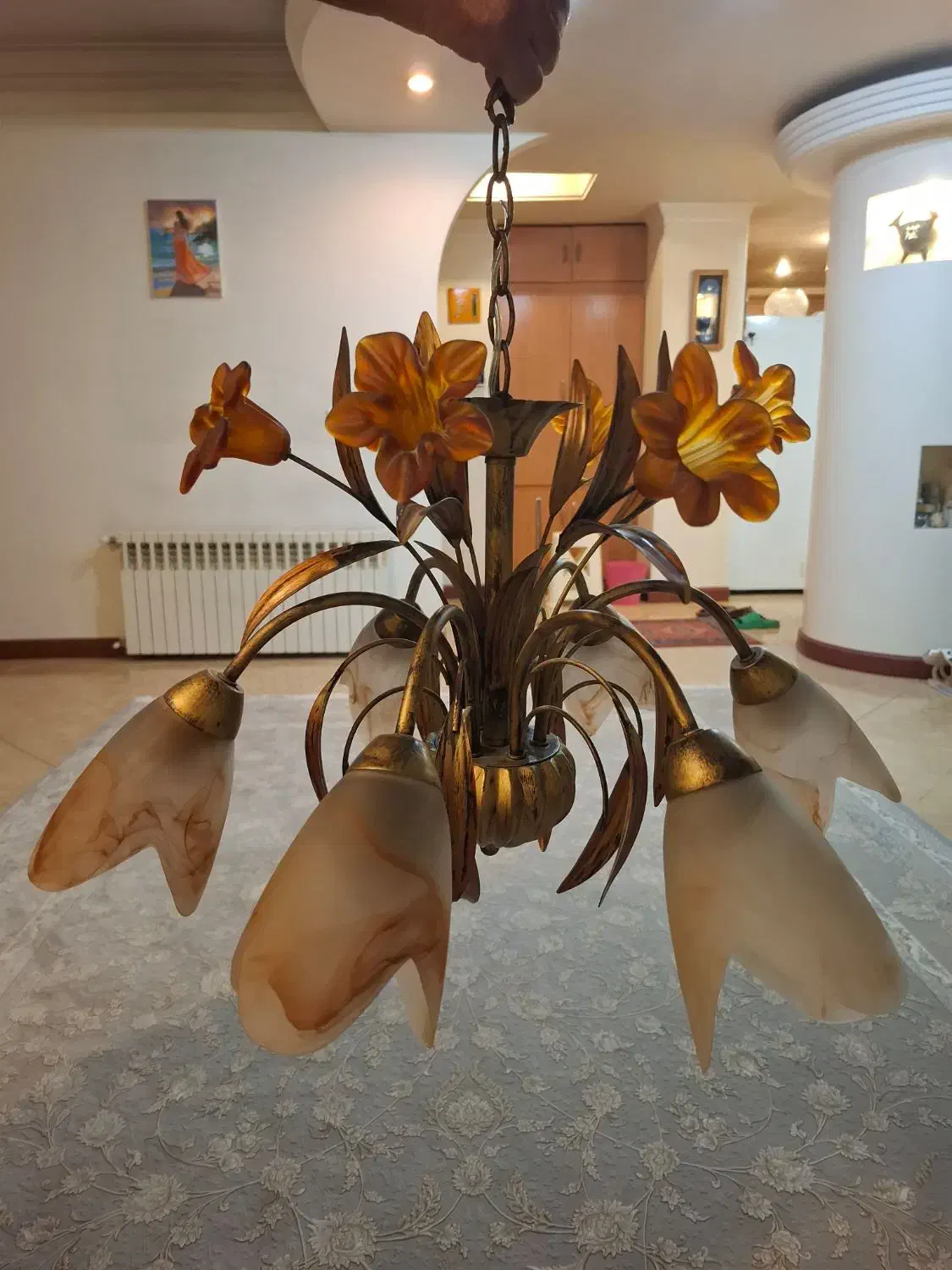 یک جفت لوستر شش شاخه فلزی کریستالی|لوستر و چراغ آویز|تهران, پونک|دیوار