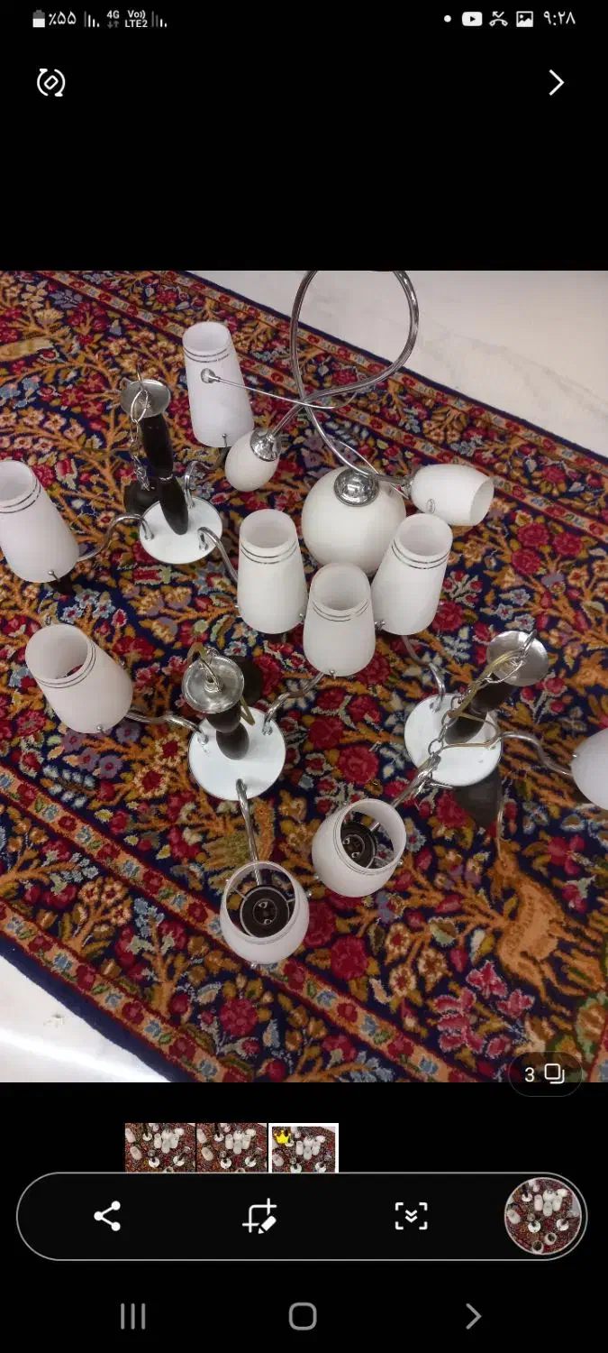 لوستر ۳ شاخه ای استیل هر عدد ۱ میلیون ۲۰۰|لوستر و چراغ آویز|شیراز, تلخ داش|دیوار