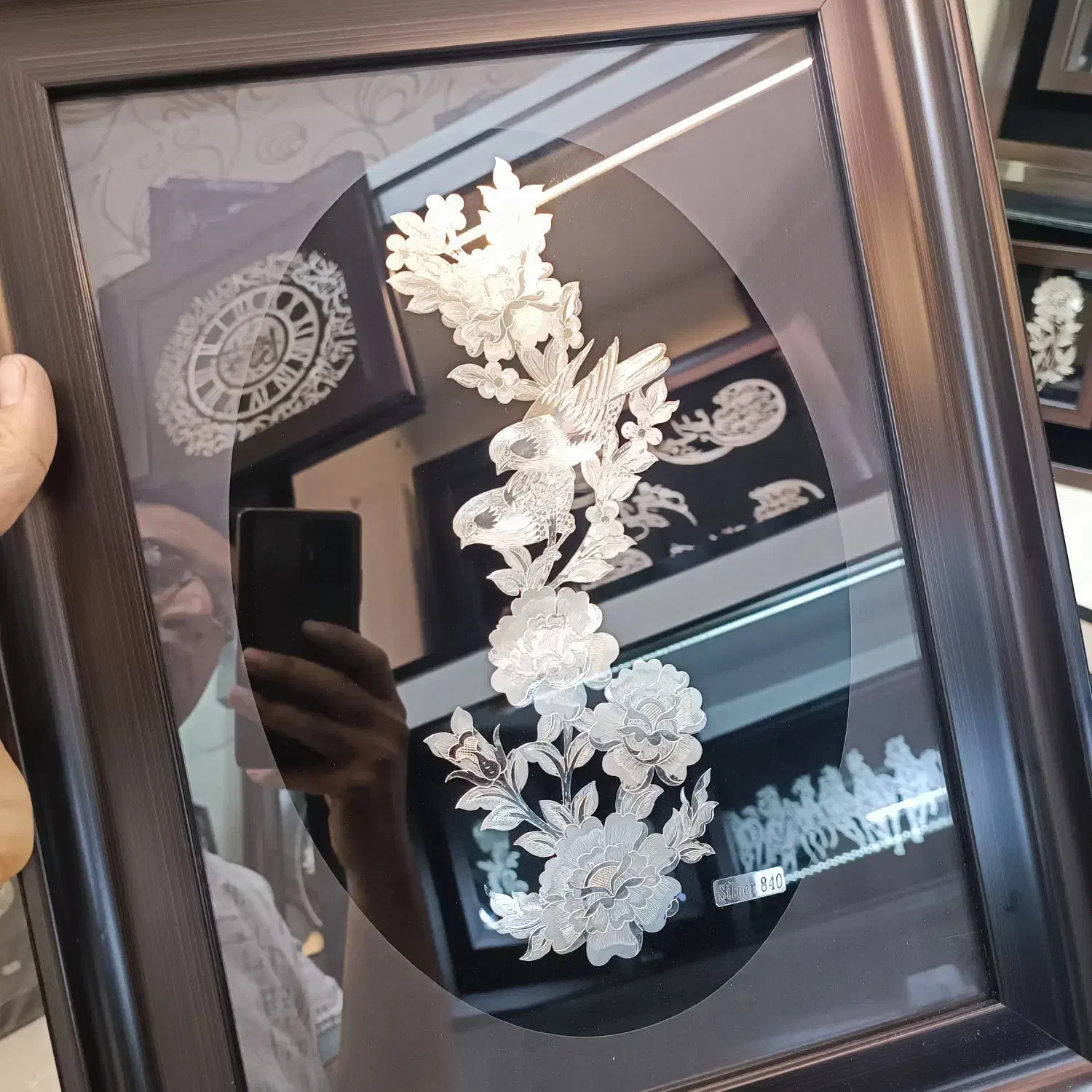 کادویی تابلو نقره گل بلبل دست ساز|تابلو، نقاشی، عکس|تبریز, |دیوار