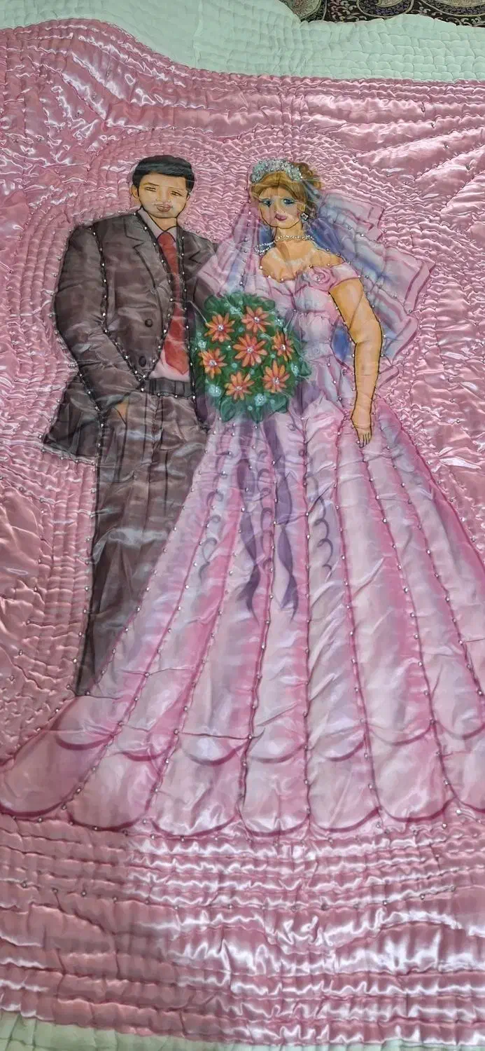 لحاف عروس و داماد|رختخواب، بالش، پتو|اقبالیه, |دیوار