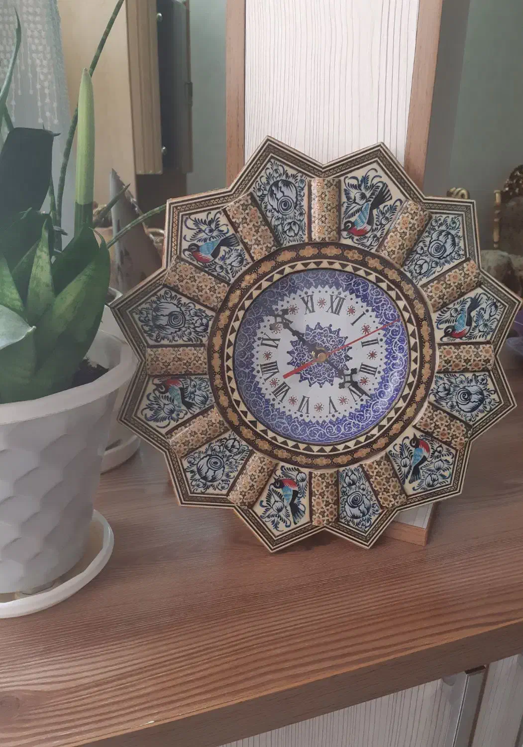 ساعت خاتم کاری طرح گل و مرغ|ساعت دیواری و تزئینی|پرند, فاز ۴|دیوار