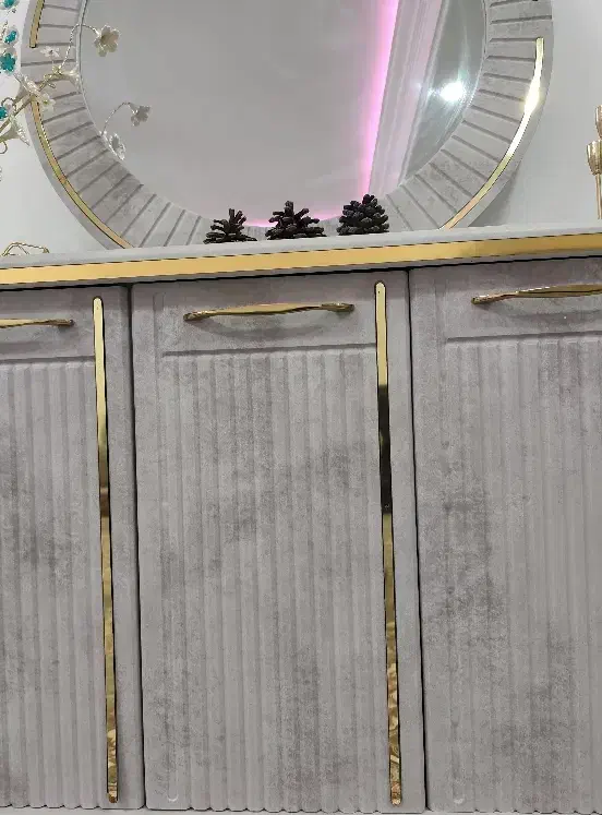 آینه و کنسول رنگ طوسی|بوفه، ویترین، کنسول|رامند, |دیوار