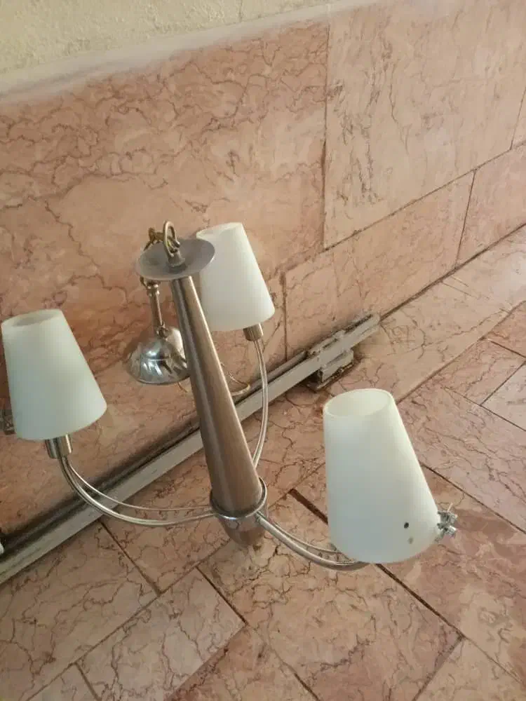 دو عدد لوستر بدنه استیل سه شاخه  و پنج شاخه|لوستر و چراغ آویز|تهران, اقدسیه|دیوار