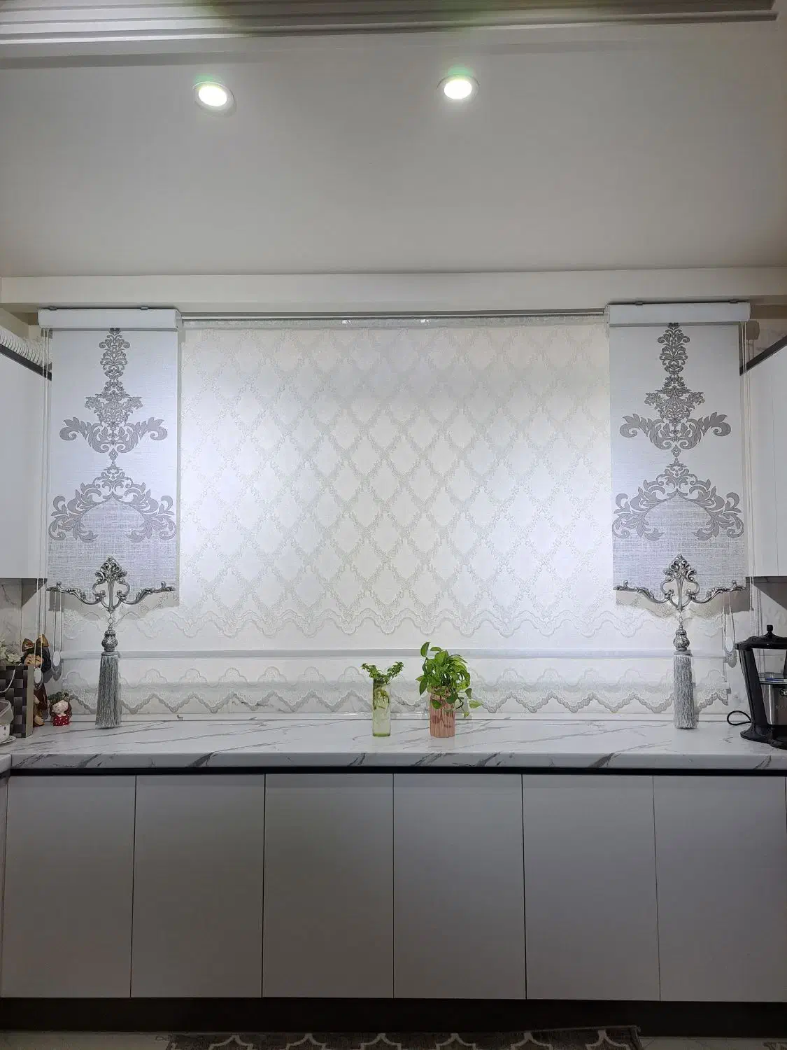 دو عدد لوستر ۵ شاخه تمام کریستال و پرده دو مکانیزم|لوستر و چراغ آویز|ری, فیروزآبادی|دیوار