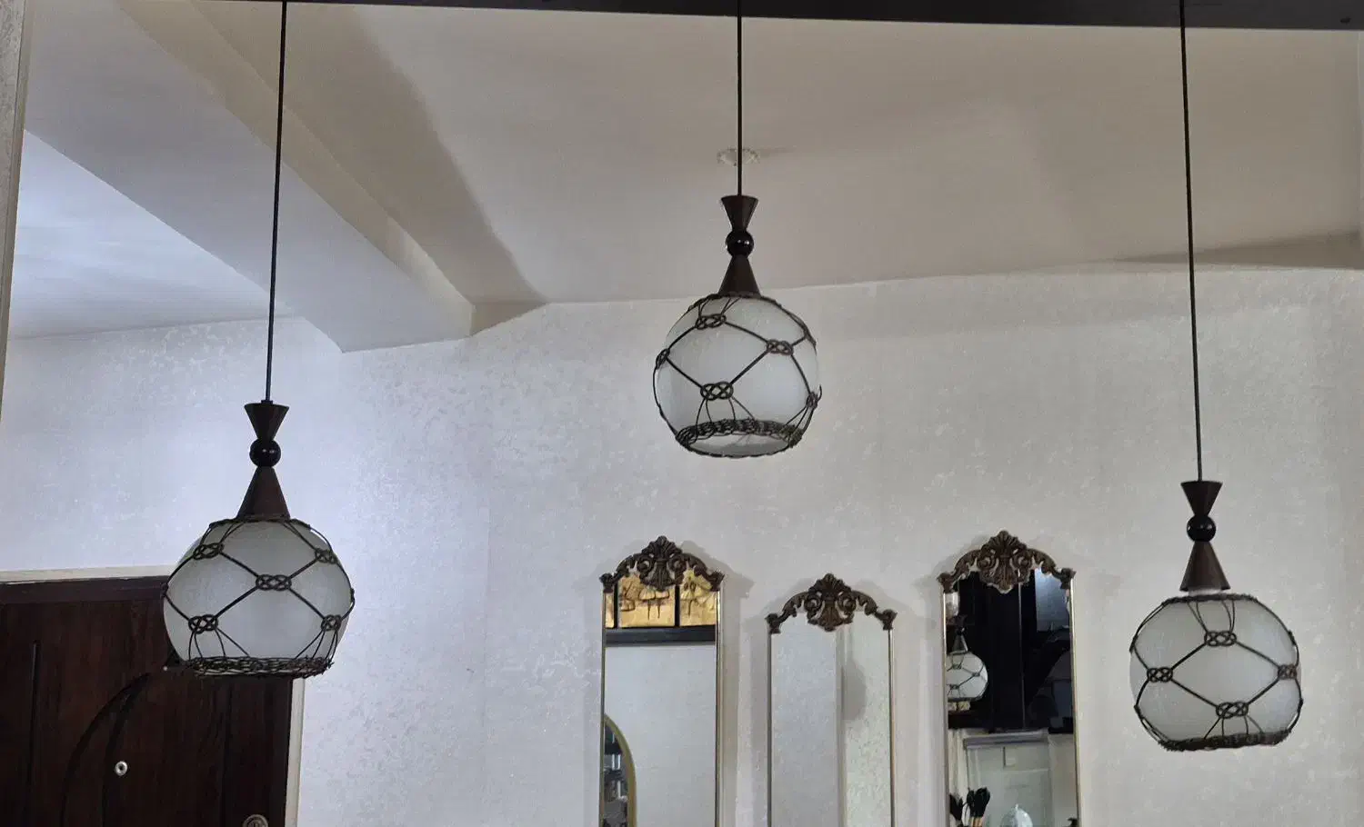 لوستر حبابی سه تایی|لوستر و چراغ آویز|نمین, |دیوار