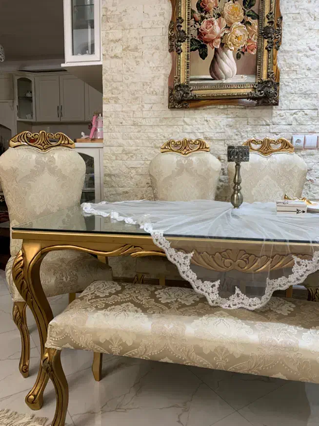 میز و صندلی شش نفره استیل تمام چوب فروش فوری|میز و صندلی غذاخوری|جویبار, |دیوار