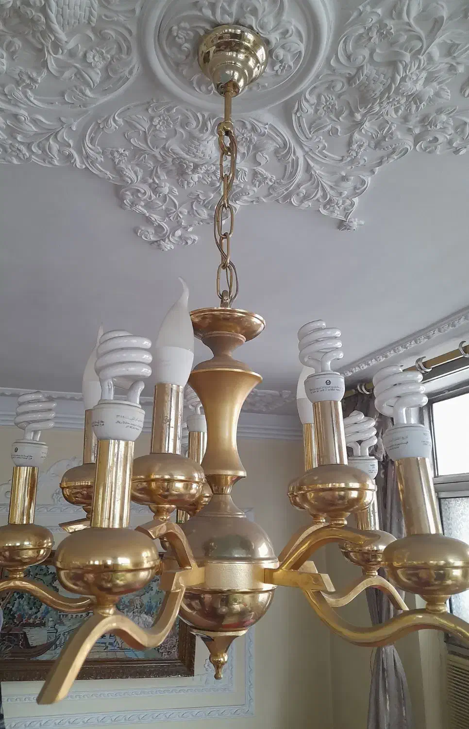 فروش فوری لوستر آب طلا رنگ ثابت و چراغ های لوکس|لوستر و چراغ آویز|پیربازار, |دیوار