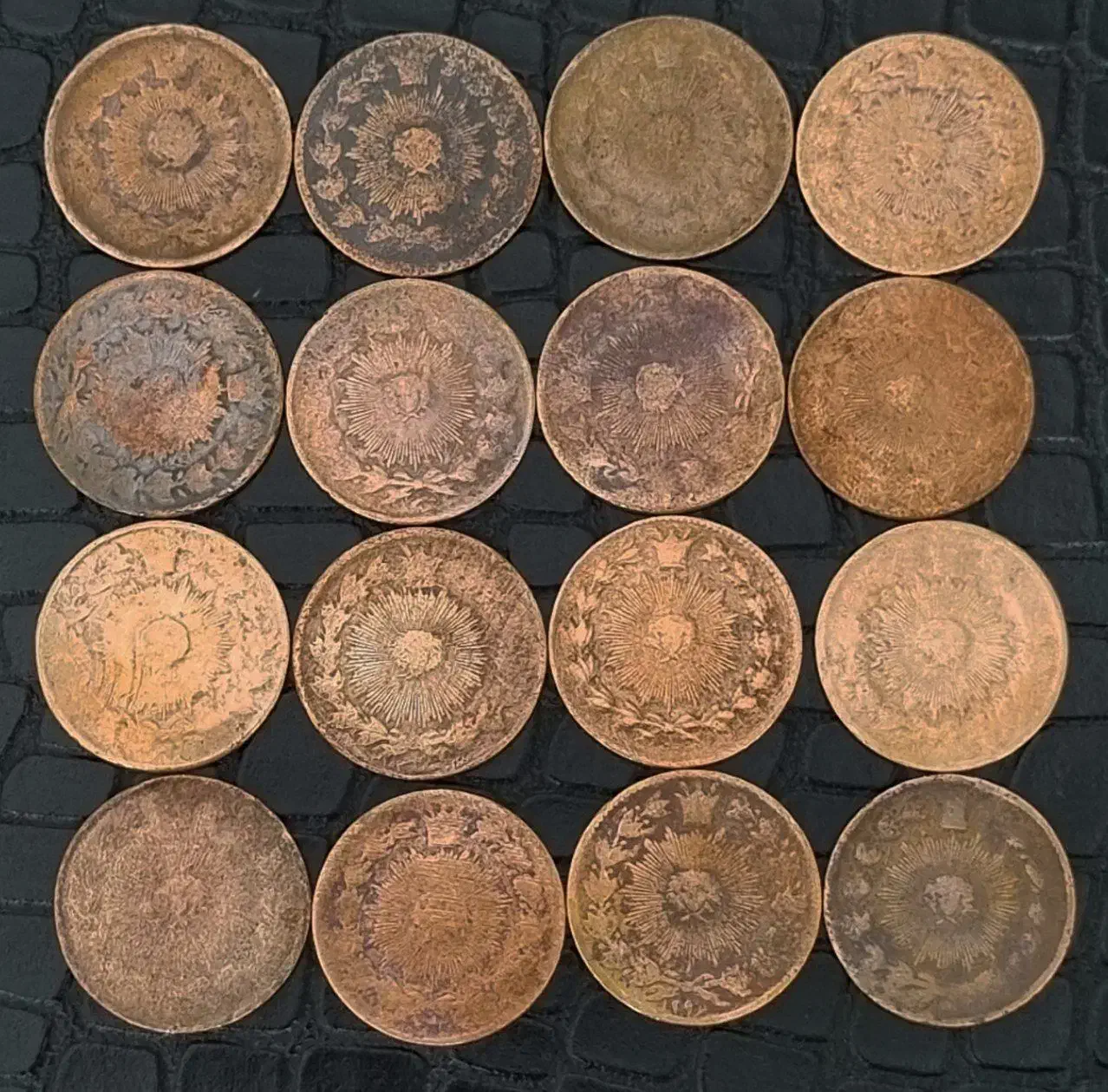 ۱۶ عدد سکه ۵۰ دیناری مسی ناصرالدین شاه|کلکسیون سکه، تمبر، اسکناس|تبریز, |دیوار