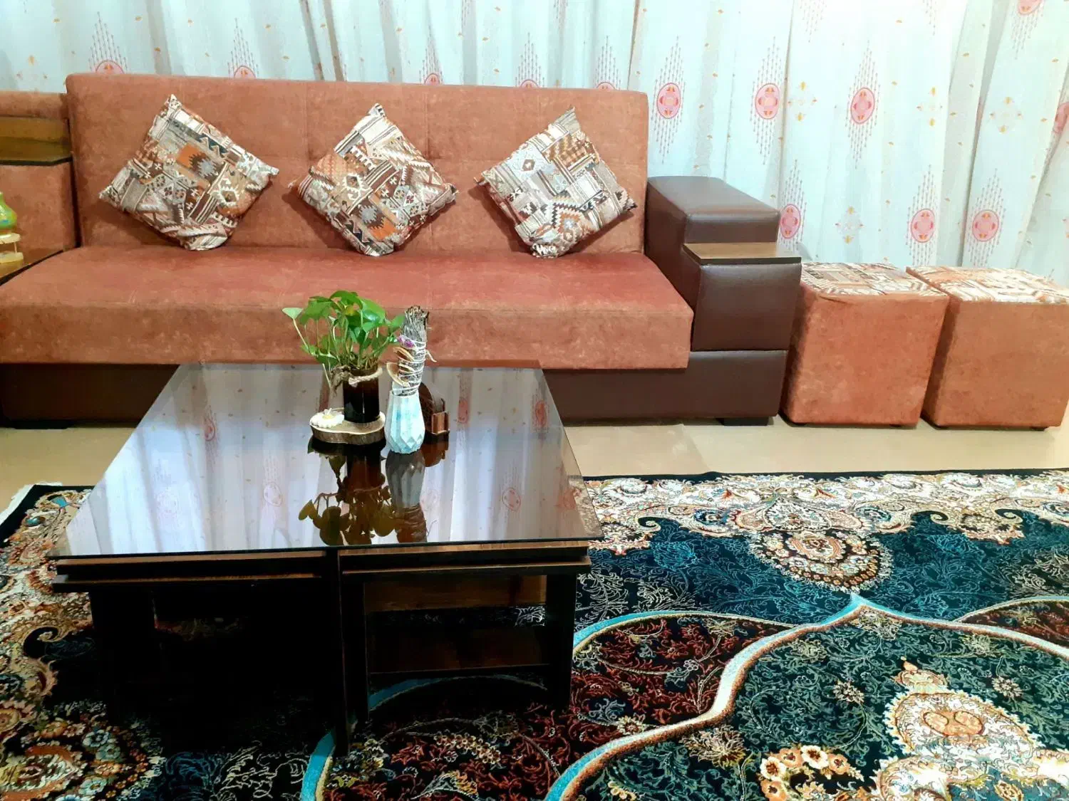 ۲ فرش ۹ متری ماشینی دستباف طرح افشار|فرش|زنجان, |دیوار