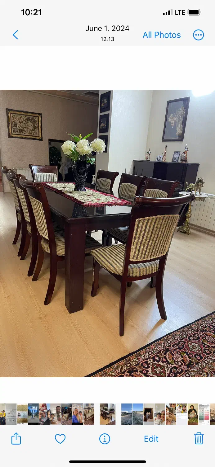 میز غذا خوری ۸ نفره|میز و صندلی غذاخوری|باغ حلی, |دیوار