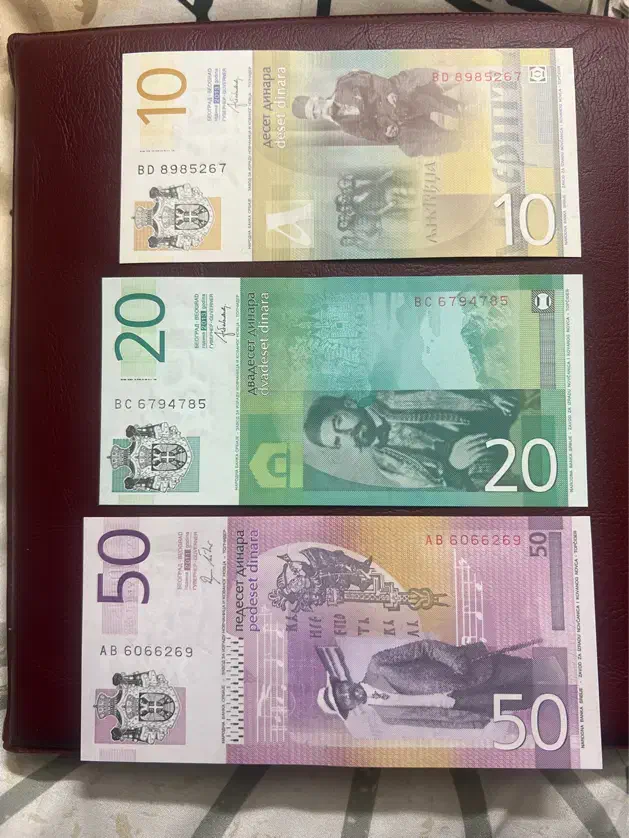 اسکناس ۱۰ ۲۰ ۵۰ دینار کشور صربستان|کلکسیون سکه، تمبر، اسکناس|اراک, |دیوار