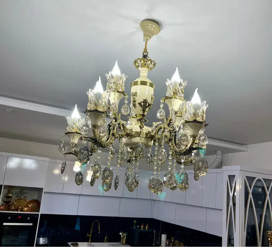 لوستر ۱۰شعله تمام برنجی|لوستر و چراغ آویز|مشهد, مصلی (کارمندان اول)|دیوار