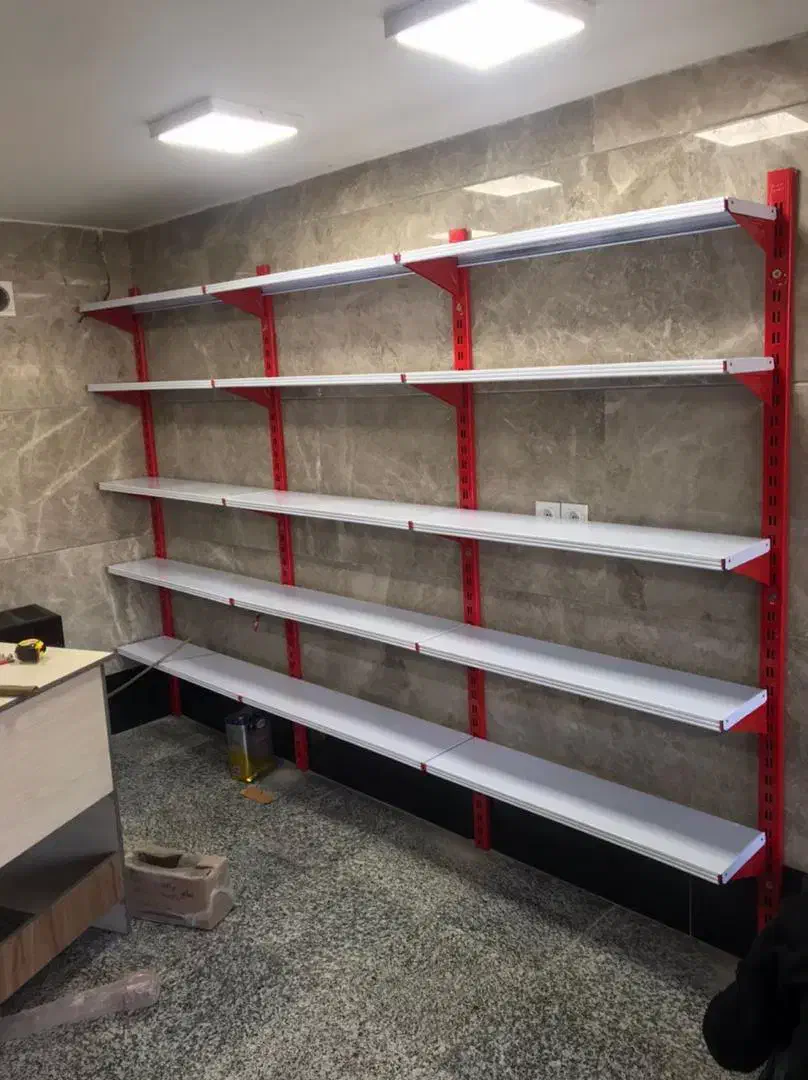 قفسه دیواری **قفسه فلزی **سفید قرمز|فروشگاه و مغازه|رشت, شهرک قدس|دیوار