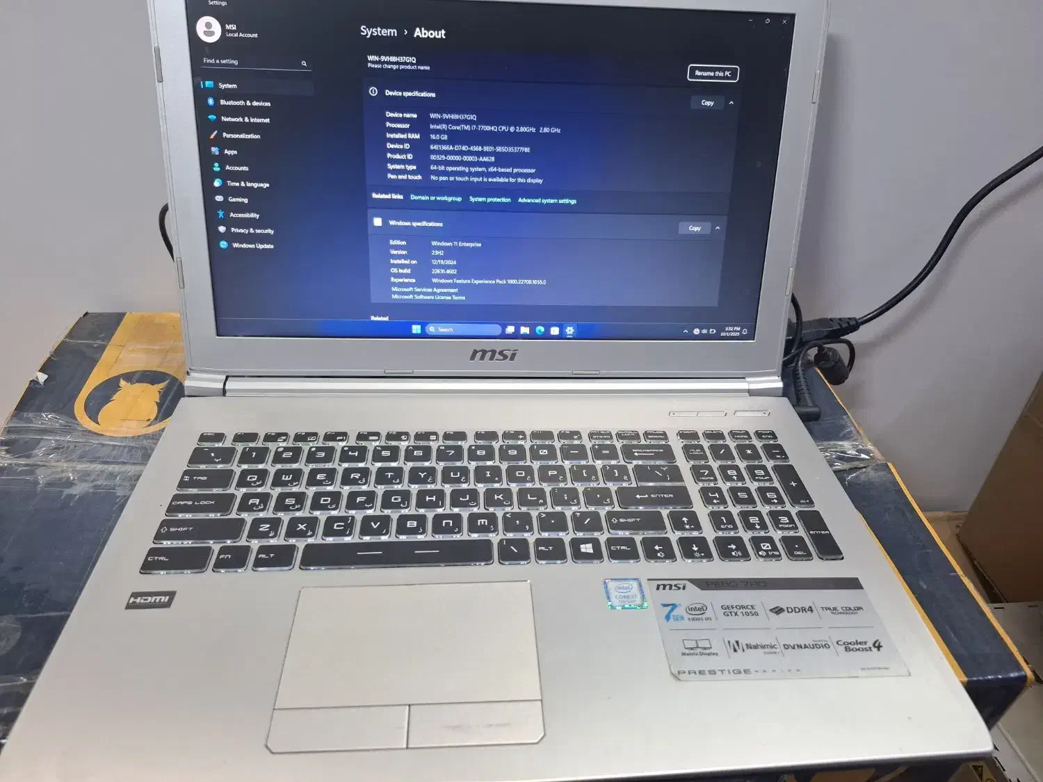 لبتاپ گیمینگ msi i7 نسل ۷ سری HQ|رایانه همراه|تهران, شهرک فردوس (حسینی)|دیوار