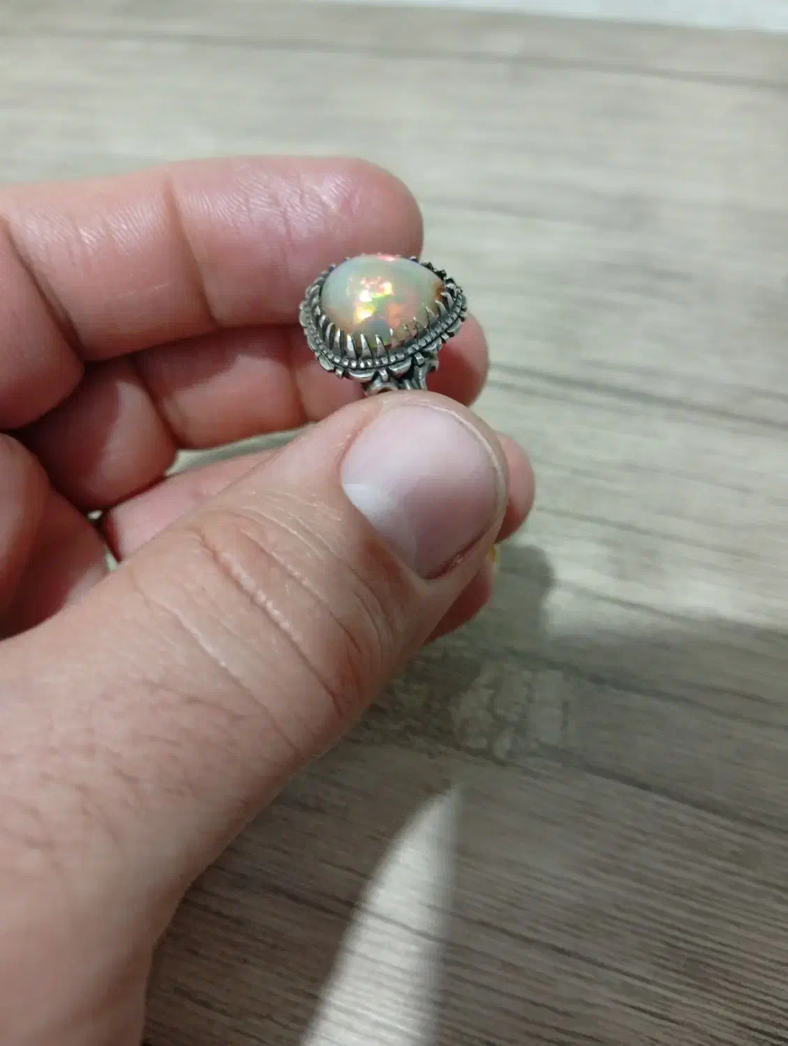انگشتر نقره اوپال اتیوپی اشکی|کلکسیون اشیاء عتیقه|تهران, نیروی هوایی (پیروزی)|دیوار