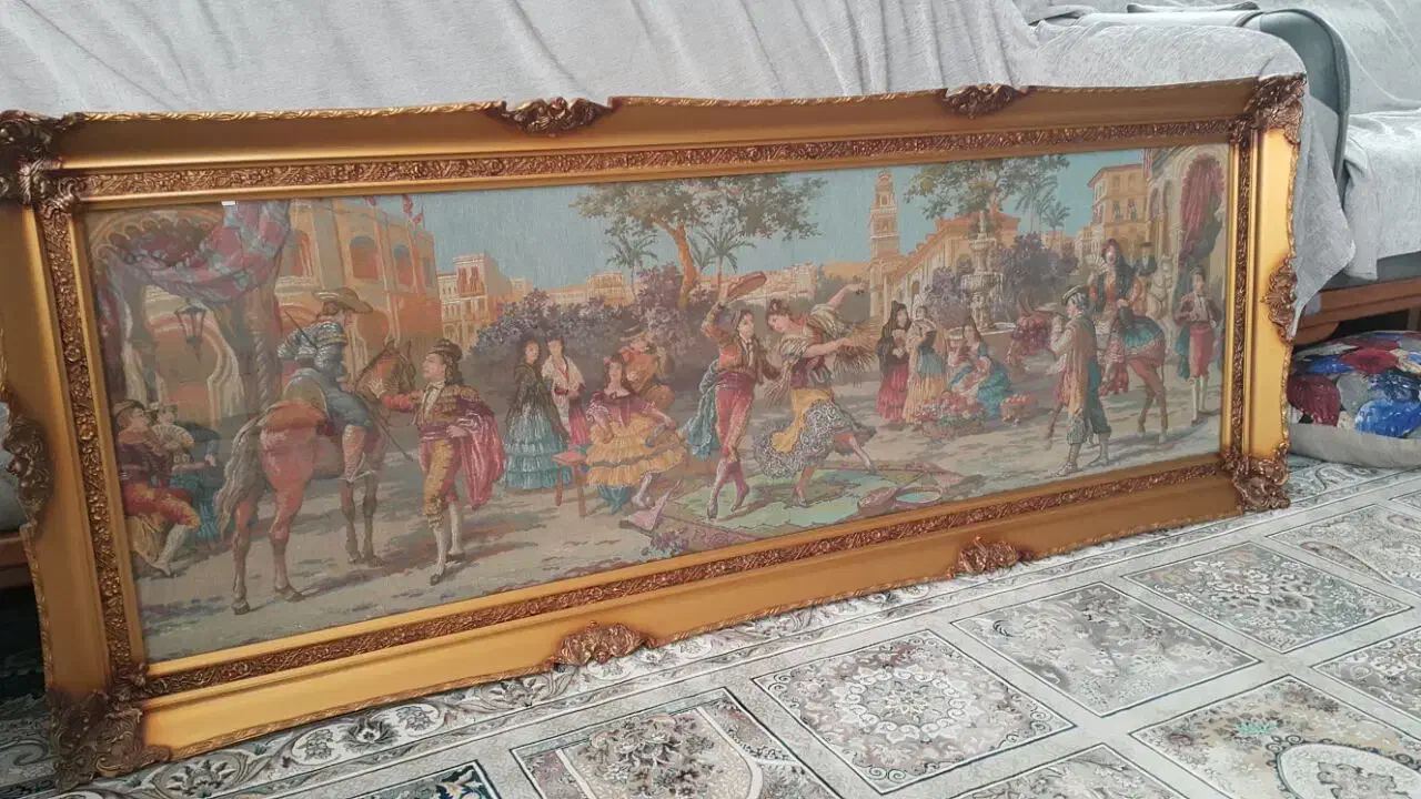 تابلو گوبلن بلژیکی بسیار قدیمی|تابلو، نقاشی، عکس|تهران, سازمان برنامه جنوبی|دیوار