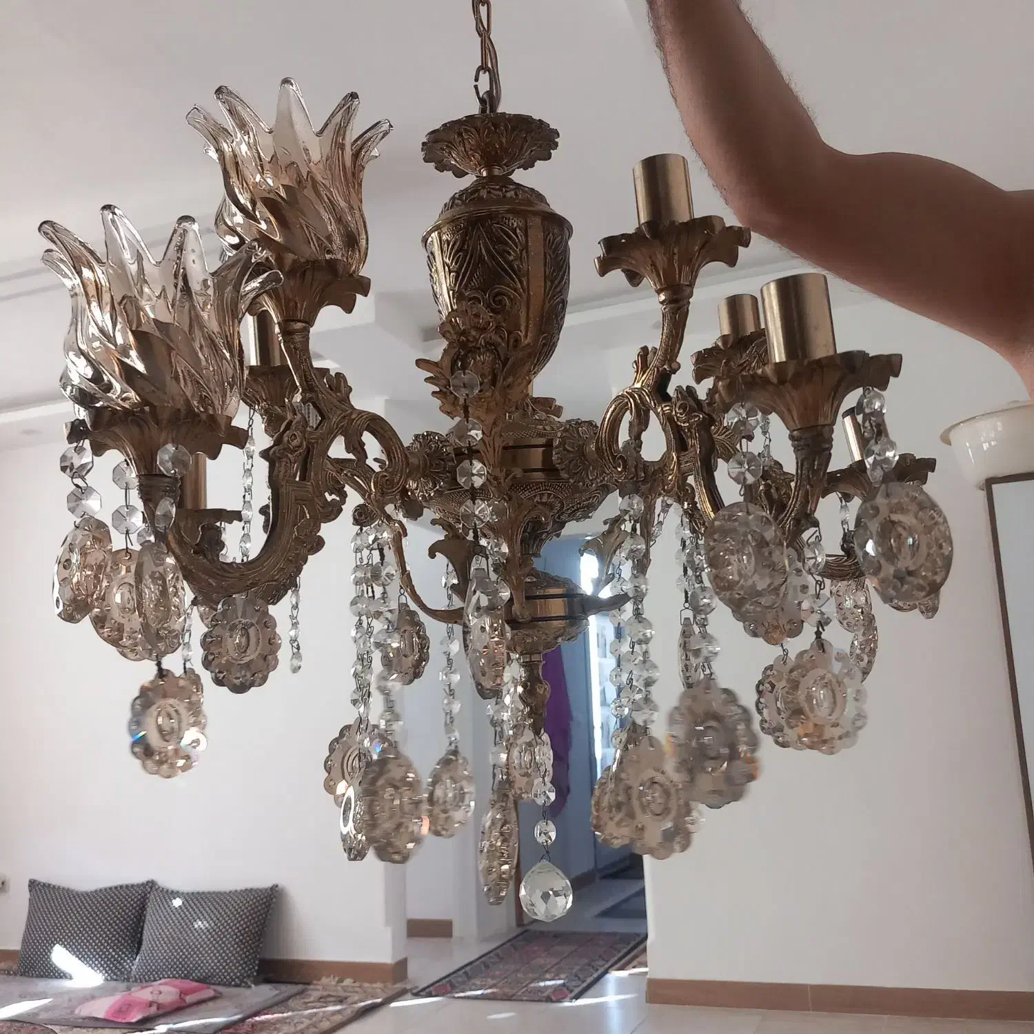 لوستر ۵شاخه،۱۰شعله|لوستر و چراغ آویز|بروجرد, |دیوار