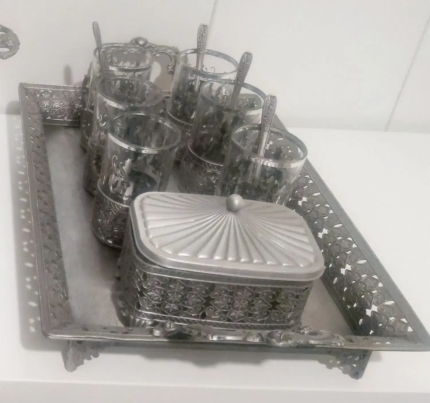 سرویس چایخوری پیوتر|ظروف سرو و پذیرایی|شاهینشهر, فدک|دیوار