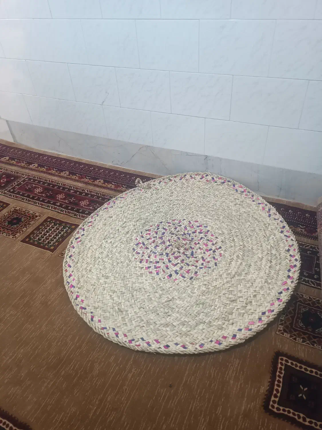 سفره حصیری گرد|سفره، حوله، دستمال آشپزخانه|کرمانشاه, |دیوار