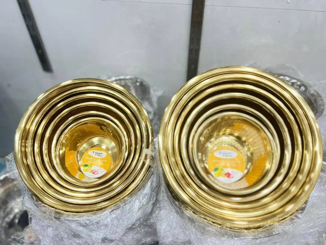 آبکش و لگن طلایی رنگ ثابت6پارچ یونیک(بندردیلم)|ظروف پختوپز|بندر ماهشهر, |دیوار