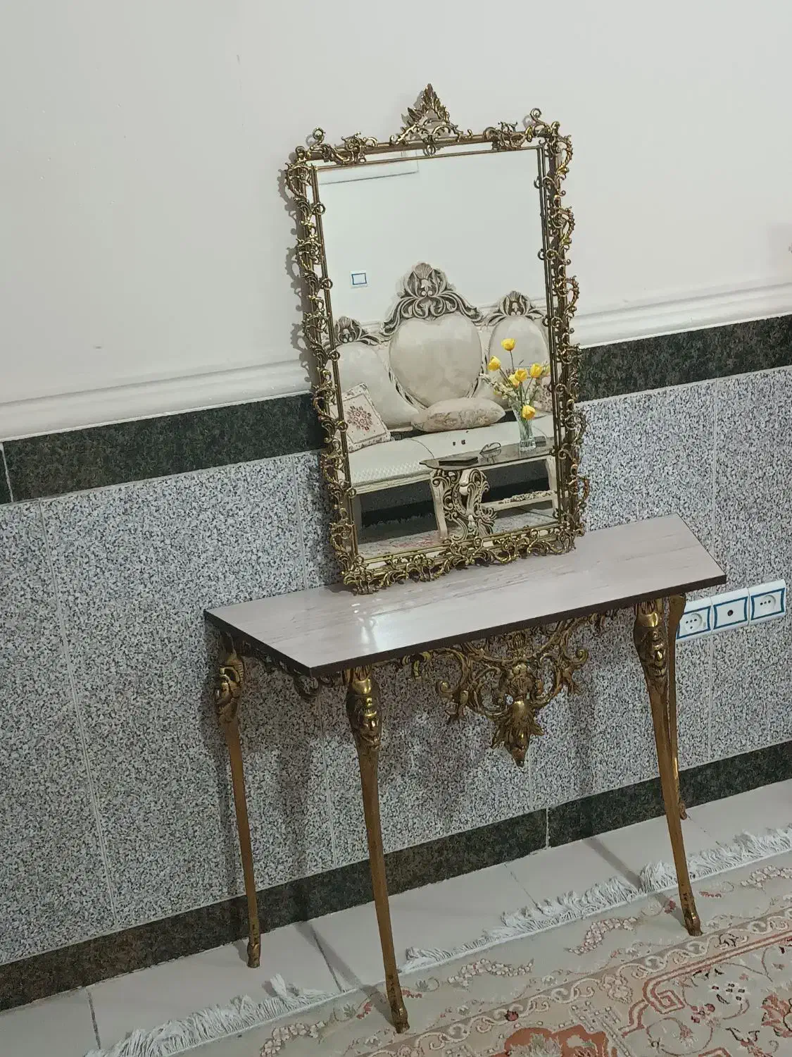 آیینه و کنسول برنز|بوفه، ویترین، کنسول|کرمانشاه, |دیوار