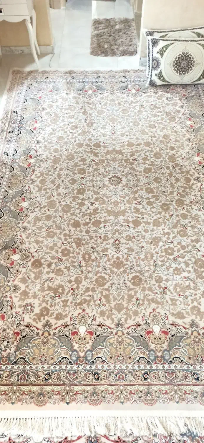 فروش فرش قیطران گل برجسته در حد نو|فرش|شازند, |دیوار