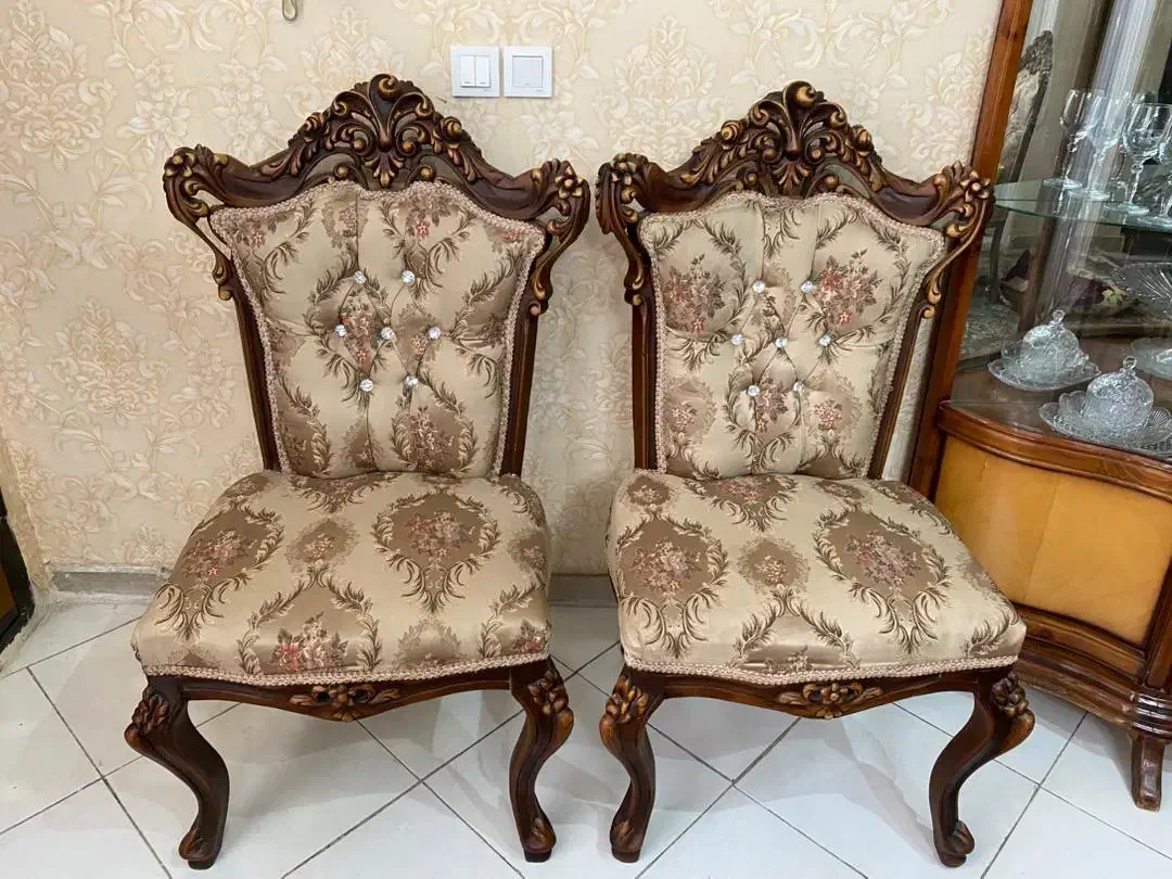 ۴ عدد صندلی استیل منبت کاری، وبوفه در حد نو|میز و صندلی غذاخوری|ملارد, |دیوار