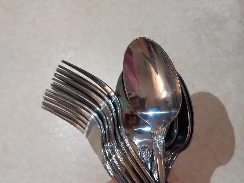 انواع قاشق و چنگال ۶تایی و ۱۲تایی|ظروف سرو و پذیرایی|رشت, گلباغ نماز|دیوار