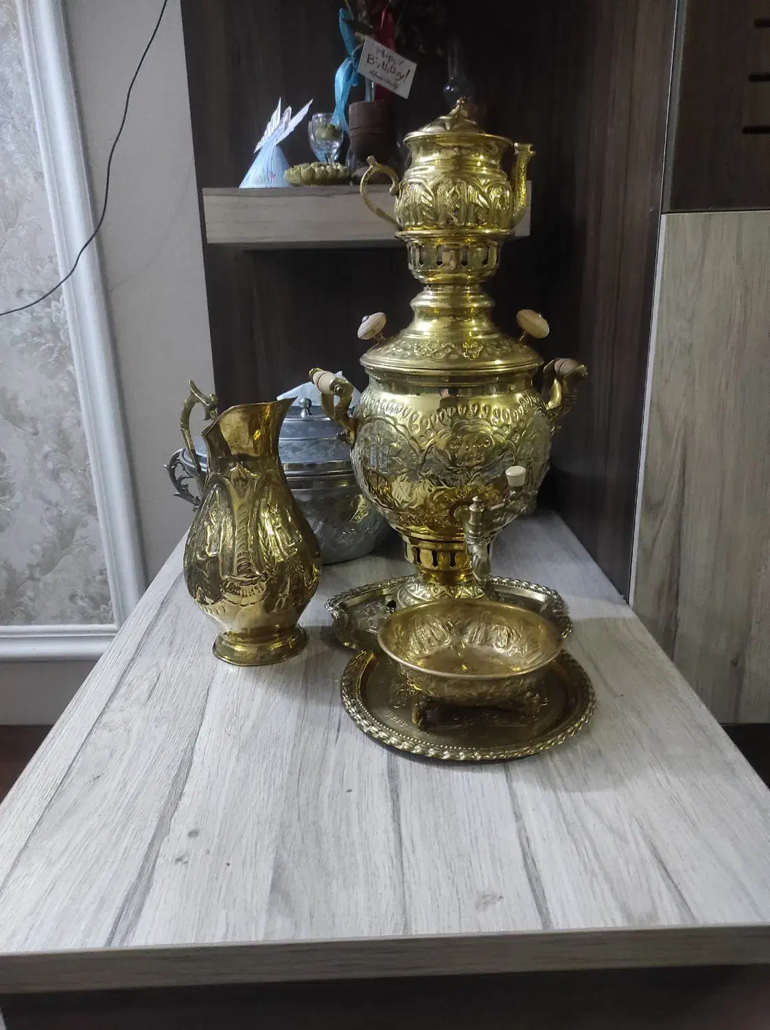 سماور برنجی طلایی|کلکسیون اشیاء عتیقه|مشهد, امیر|دیوار