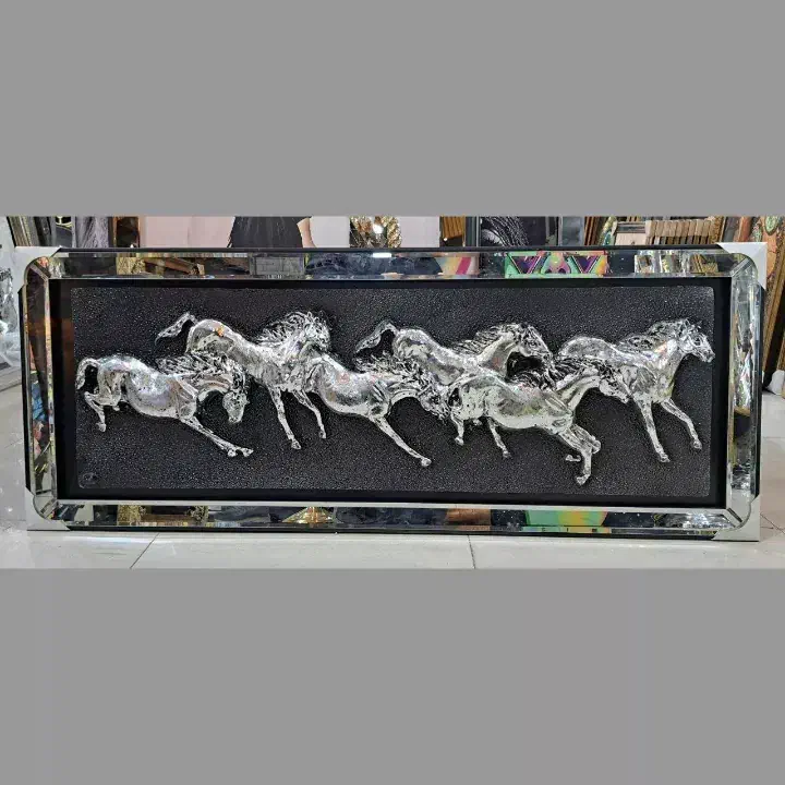 تابلو پلی استر گله اسب قاب آینه ای نقش برجسته-رزین|تابلو، نقاشی، عکس|تهران, قاسمآباد|دیوار