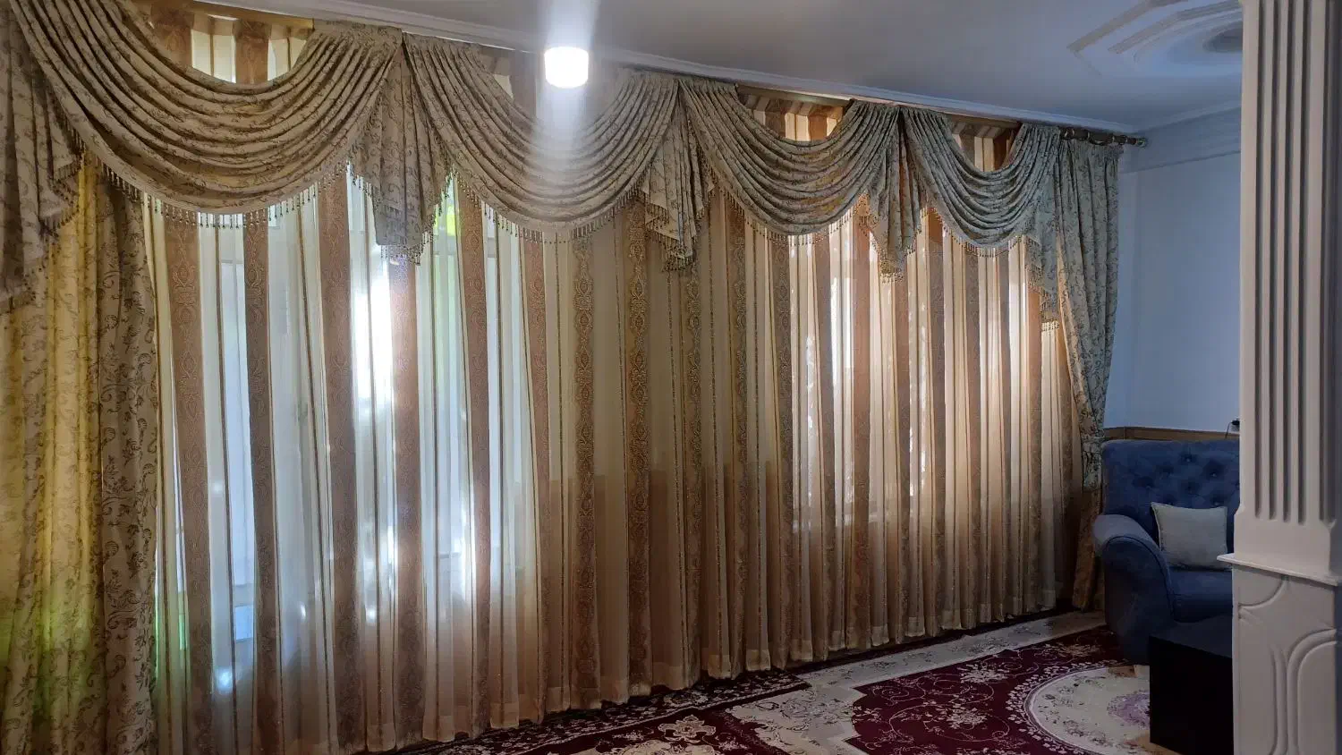 فروش پرده حریر هال پذیرایی|پرده، رانر، رومیزی|درگزین, |دیوار